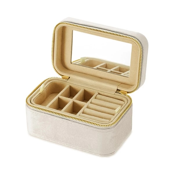 ミラー付きジュエリーポーチアイボリー ¥4,400