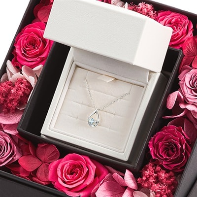 ４℃×日比谷花壇 プリザーブドフラワーBOX ネックレスセット（エターナルシルバー）