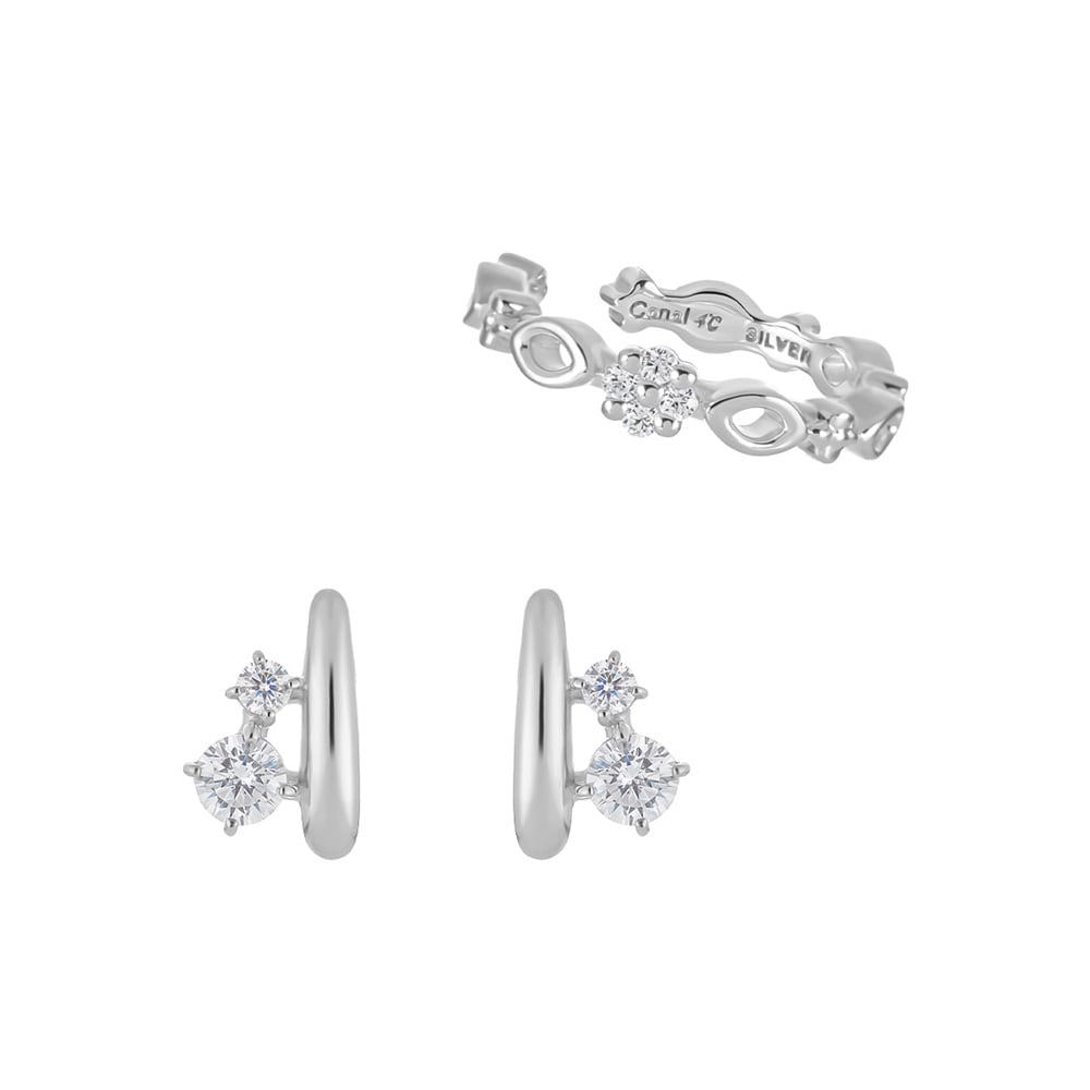 シルバー ピアス＆イヤーカフ セット