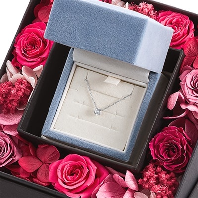 Canal ４℃×日比谷花壇 プリザーブドフラワーBOX ネックレスセット（シルバー）