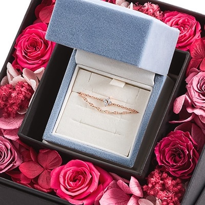 Canal ４℃×日比谷花壇 プリザーブドフラワーBOX ブレスレットセット（シルバー）