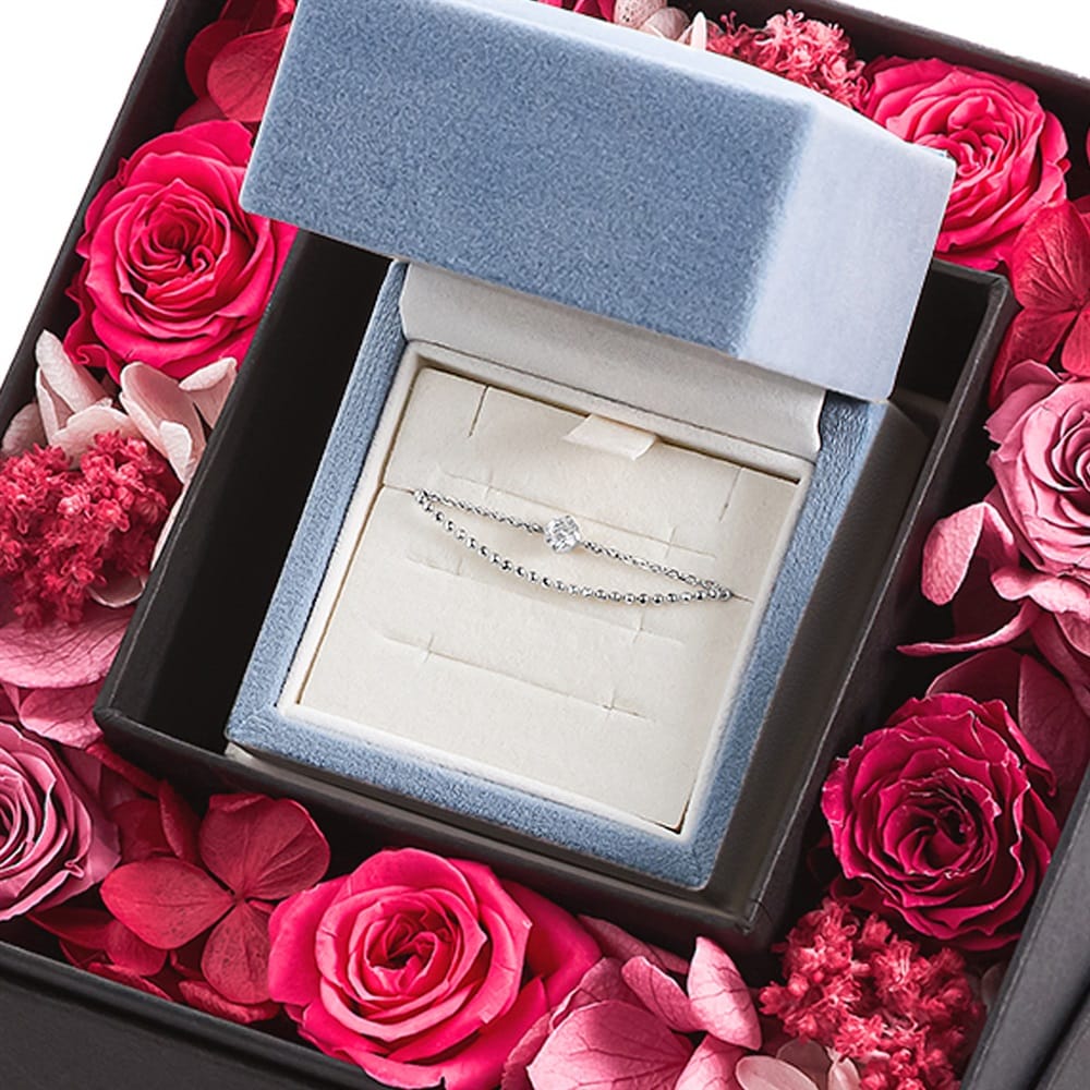 Canal ４℃×日比谷花壇 プリザーブドフラワーBOX ブレスレットセット（シルバー）