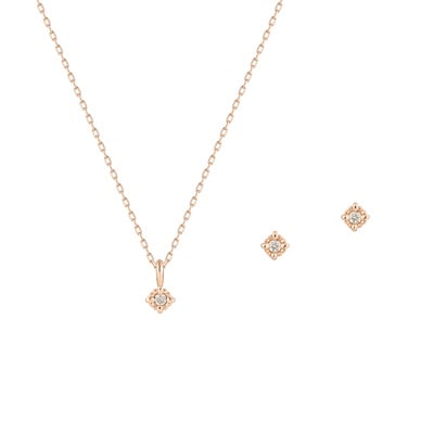 K10ピンクゴールド ネックレス＆ピアス セット