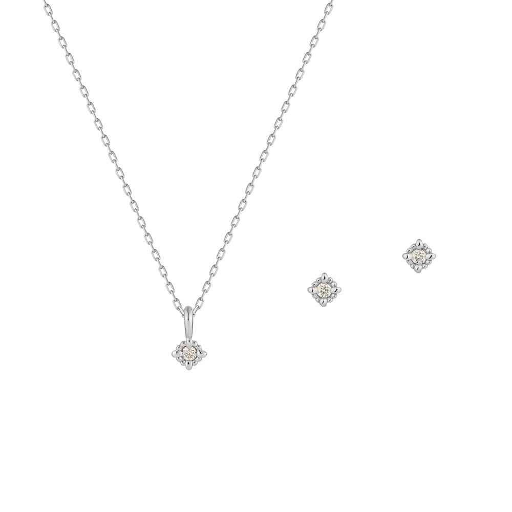 K10ホワイトゴールド ネックレス＆ピアス セット