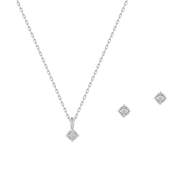K10ホワイトゴールド ネックレス＆ピアス セット